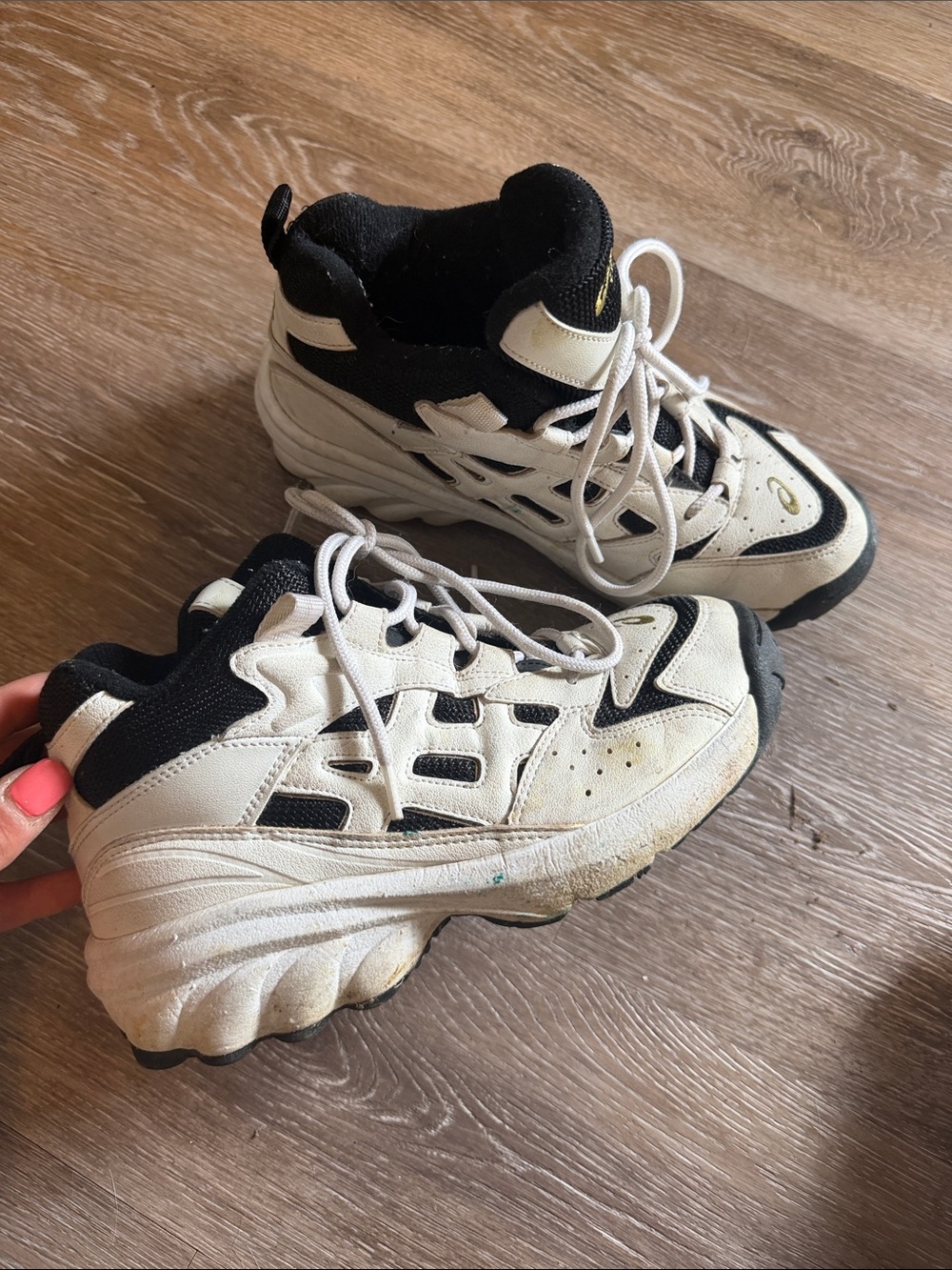 Asics Black and Cream Kids High-Top Sneakers